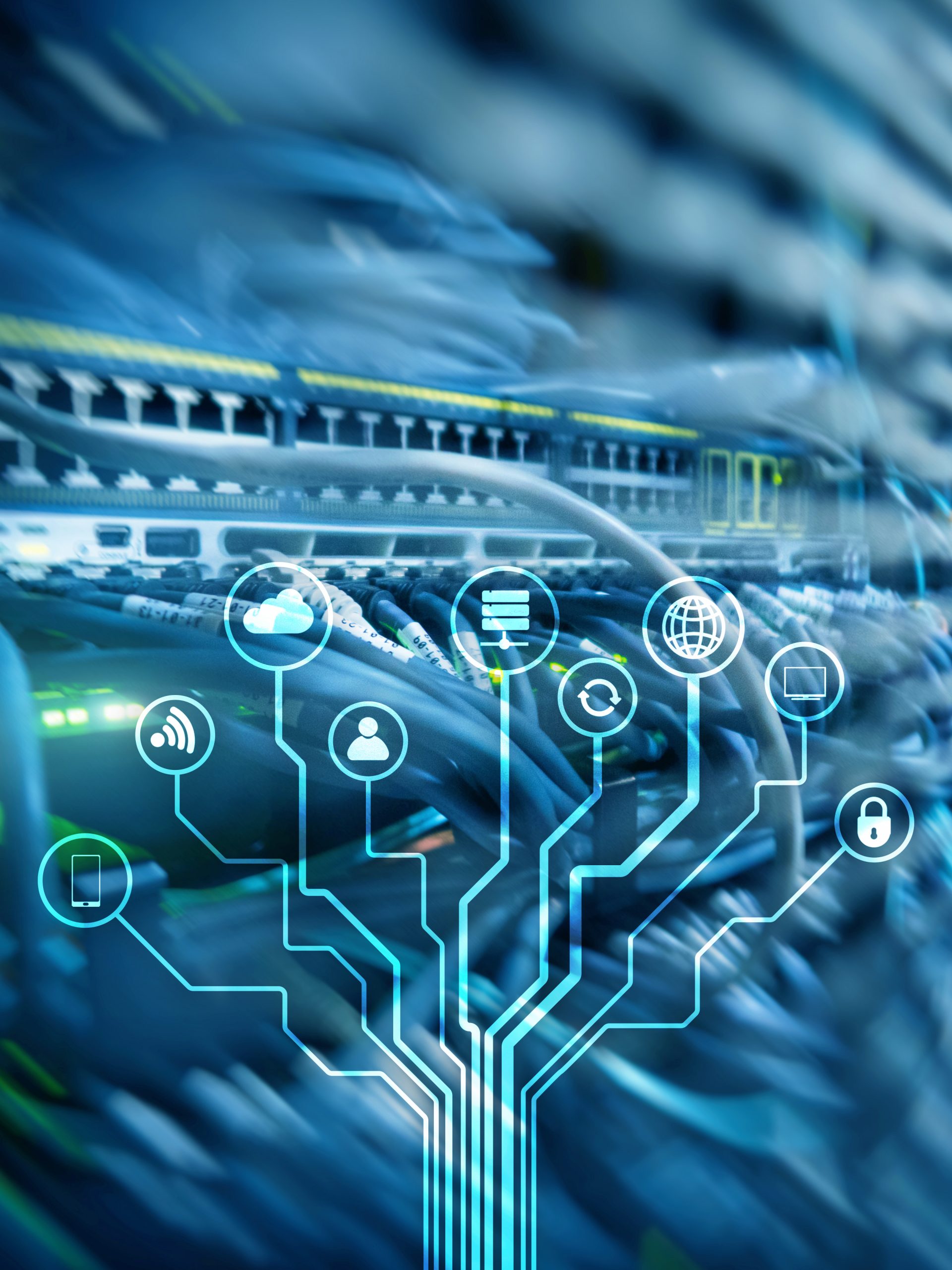 IOT, Internet of things, telecommunication concept. Server room. IOT, Internet of things, telecommunication concept. Server room